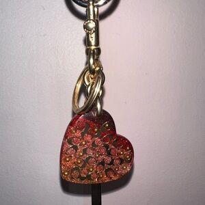 Coach Signature Heart Bag Charm Keychain